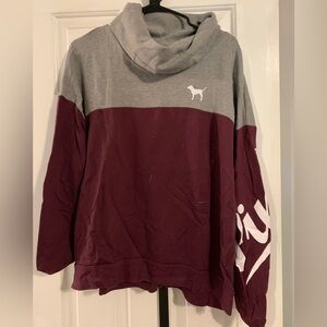 PINK colorblock cowl neck sweatshirt